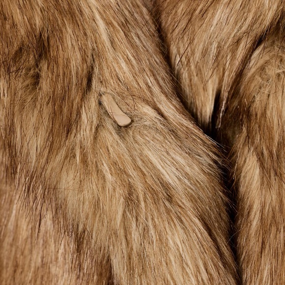 Zara Women's golden tan Brown Faux Fur Coat Sz M - Picture 4 of 11